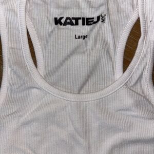 Katie J NYC Classic White Ribbed Tank Top
